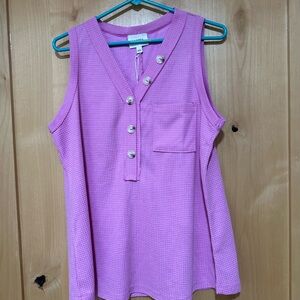 Pink Sleeveless Button-Down Top